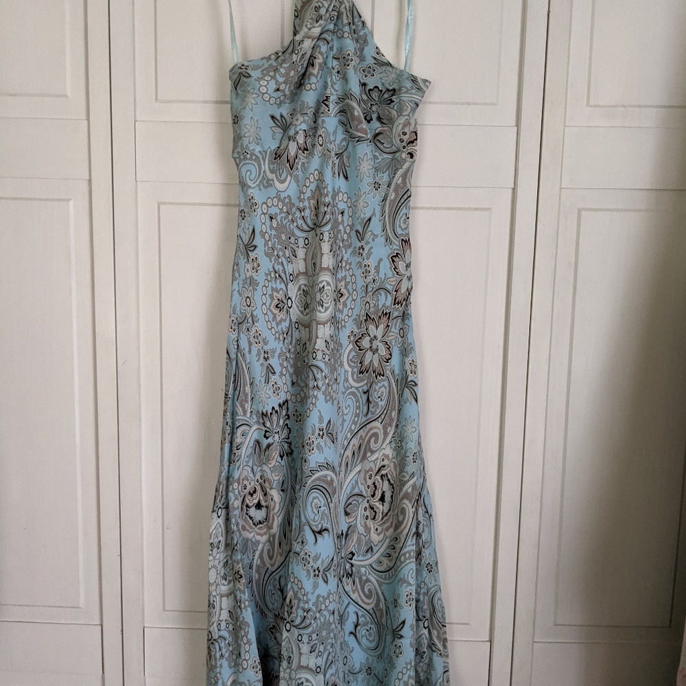 Ann Taylor blue silk midi dress Sz 4